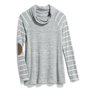 Market and Spruce Marven Cowl Neck Elbow Patch Knit Top